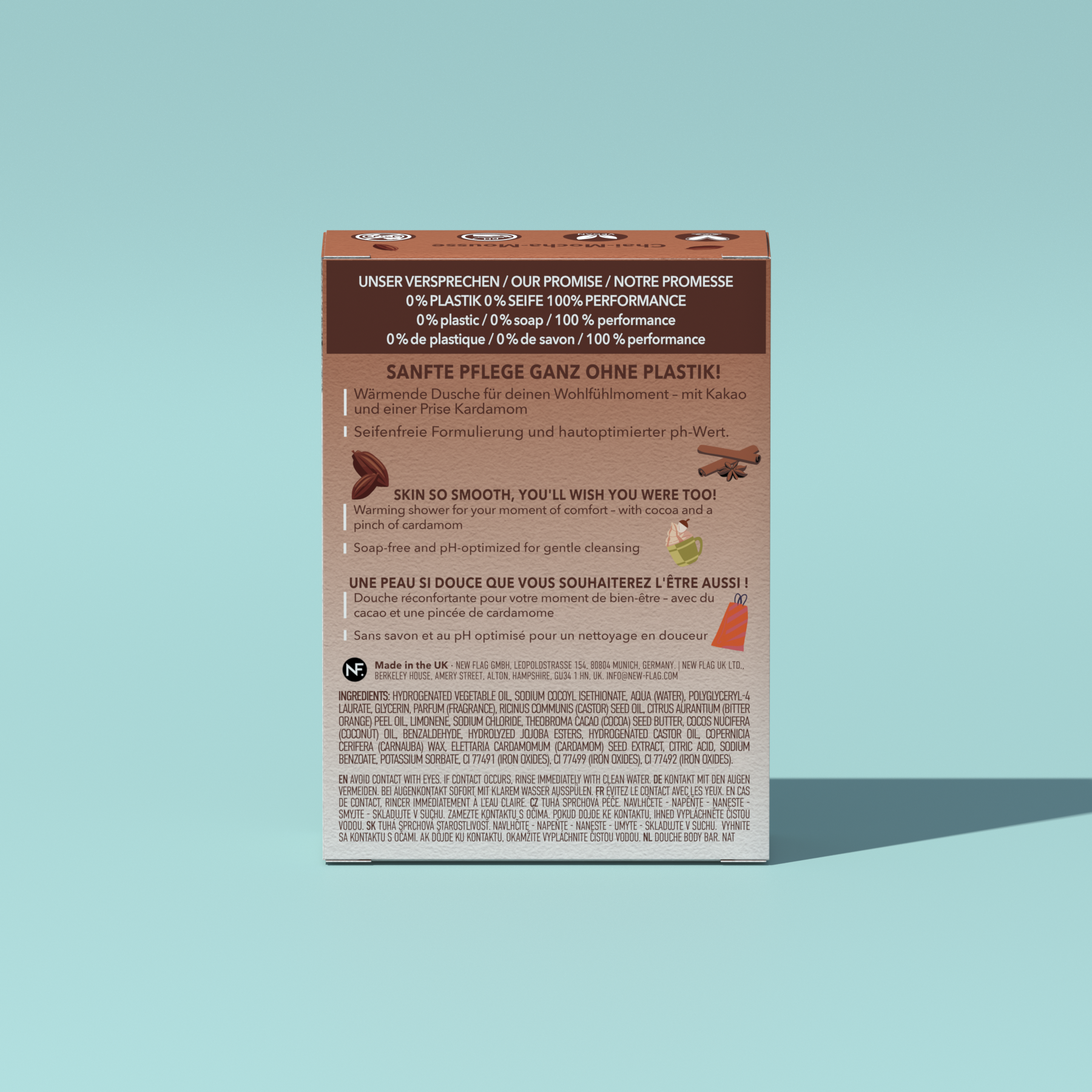 Kakaobutter und Kardamom für wärmende Dusche